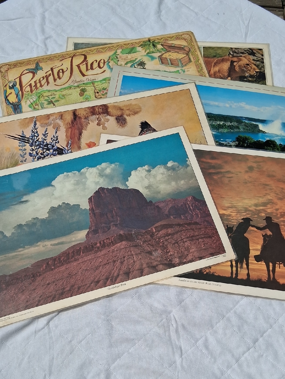 Vintage America The Beautiful Placemats, Bob Petley, Puerto Rico, Lion Country S